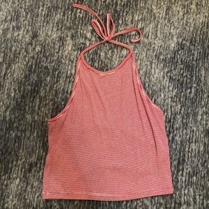 Red and White Striped Brandy Melville Halter Top